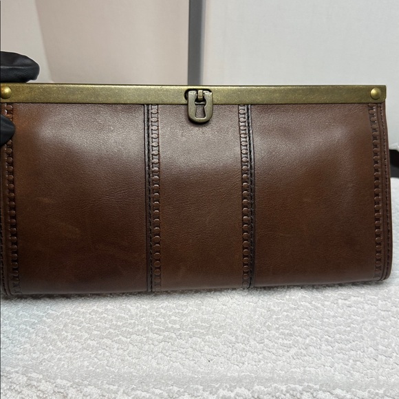 Fossil Handbags - Fossil Brown Leather /clutch Wallet with brush Brass Details